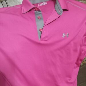 Under Armour Pink and Gray Performance Polo